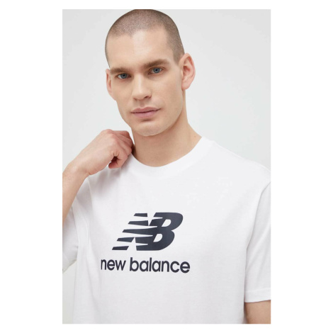 Bavlněné tričko New Balance bílá barva, MT31541WT-1WT