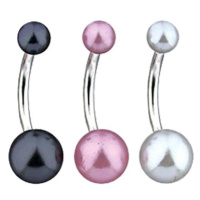Piercing do bříška - barevná perlová kulička - Barva piercing: Růžová