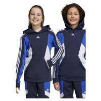 Dětská mikina adidas U 3S CB HOODIE tmavomodrá barva, s kapucí, vzorovaná