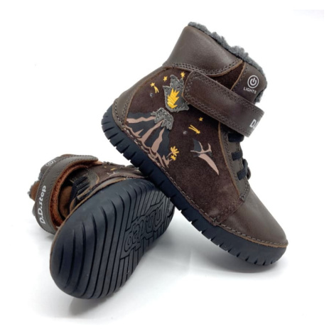 Svítící zimní boty DD Step W050-323B Chocolate