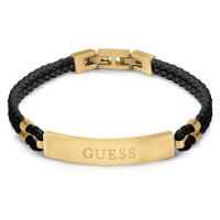 Guess Černý kožený náramek Malibu JUMB01346JWYGBKT/U