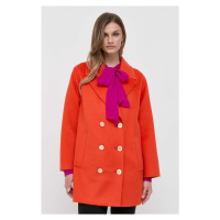 Vlněný kabát Luisa Spagnoli oranžová barva, přechodný