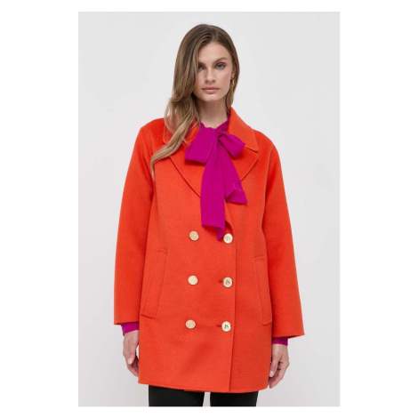 Vlněný kabát Luisa Spagnoli oranžová barva, přechodný
