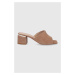 Kožené pantofle Wojas dámské, béžová barva, na podpatku