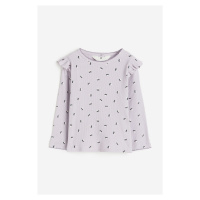 H & M - Žebrované triko's volánky - fialová