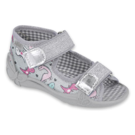BEFADO 242P105 dívčí sandálky stříbrné dino 242P105_25