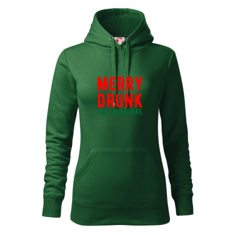 Merry Drunk I'm Christmas - Mikina dámská Cape s kapucí