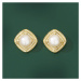 Éternelle Náušnice s říční perlou a zirkony Catarina E1436-SW-E3264 Zlatá Bílá