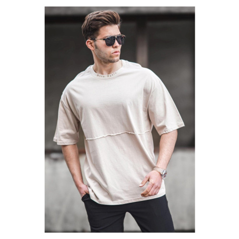 Madmext Men's Beige Oversize Printed T-Shirt 5250