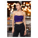 Trendyol Purple Crop Frilly Knitted Bustier