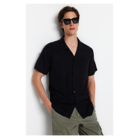 Trendyol Black Regular Regular Fit Crew Neck 100% Viscose Short Sleeve Summer Shirt