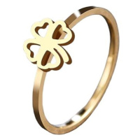 STYLE4 Prsten čtyřlístek Uma, zlatá ocel