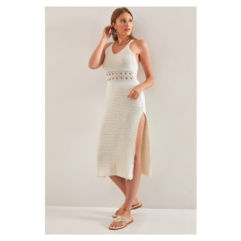 Bianco Lucci Women's Waist Patterned Sweater Dress