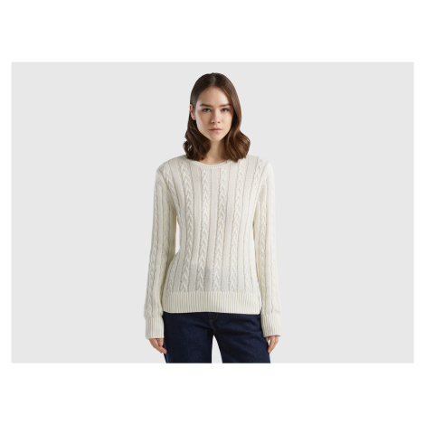 Benetton, Cable Knit Sweater 100% Cotton United Colors of Benetton