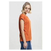 Dámské tričko s prodlouženým ramenem rezavě oranžové