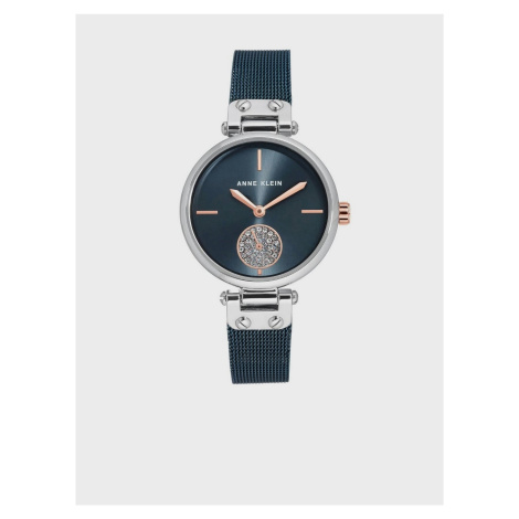 Tmavě modré dámské hodinky s detaily ve stříbrné barvě Anne Klein