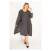 Şans Women's Plus Size Smoked Chiffon Cape Lace Detailed Evening Dress