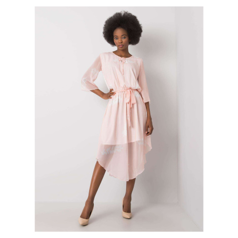 Pudrové dámské vzorované šaty -pink Pudrová BASIC