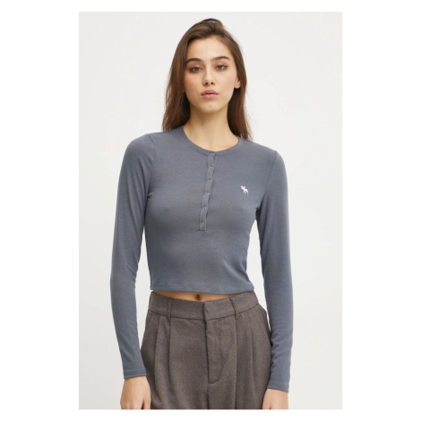 Tričko s dlouhým rukávem Abercrombie & Fitch modrá barva, KI139-4667