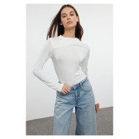 Trendyol Ecru Gathered Collar Lined Knitted Bodysuit