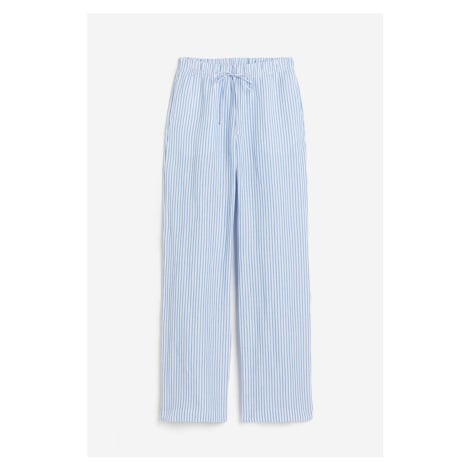 H & M - Natahovací kalhoty z lněné směsi - bílá H&M