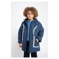 DEFACTO Boys Water Repellent Reflector Printed Hooded Fleece Lined Coat