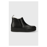 Kožené kotníkové boty Charles Footwear Nessa dámské, černá barva, na platformě, Nessa.Mini.Boots