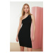 Trendyol Black One-Shoulder Textured Fabric Knitted Dress