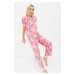 Trendyol Pink Lace Detailed Satin Pajamas Set