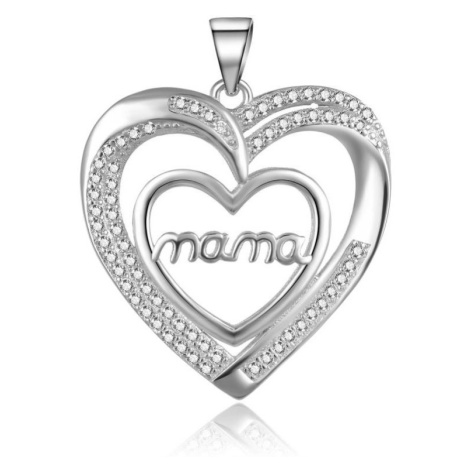 MOISS Stříbrný přívěsek se zirkony Srdce Mama P0001342