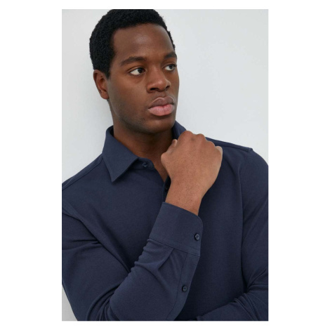 Košile BOSS tmavomodrá barva, regular, s klasickým límcem Hugo Boss