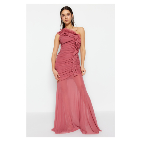 Trendyol Dried Rose Lined Tulle Evening Dress