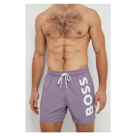 Plavkové šortky BOSS fialová barva Hugo Boss