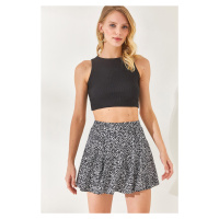 Olalook Women's Floral Black Shorts and Camisole Skirt