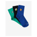 Sada tří párů pánských ponožek v černé, zelené a modré barvě SAM 73 Grijalus