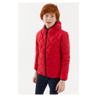 River Club Boy's Onion Patterned Fiber Inside Water and Windproof Red Hooded Coat