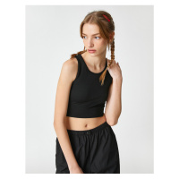 Koton Crop Singlets Basic Crew Neck Sleeveless Corduroy.