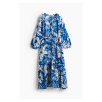 H & M - Krepové šaty's vázacím páskem - modrá