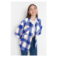 Trendyol Navy Blue Plaid Woven Shirt