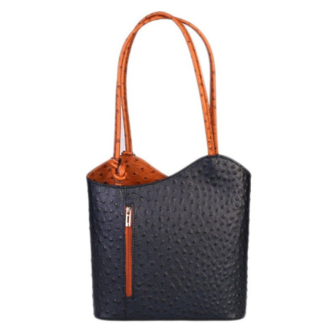 Dámské modré s hnědou kožené kabelky a batoh 2v1 Alexandra