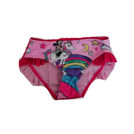 122-Dívčí plavky - spodní díl - Minnie - růžová barva s tm.růžovými volánky