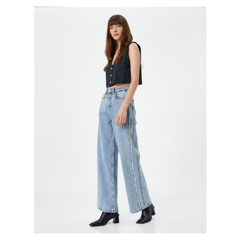 Koton Extra široké džíny s normálním pasem bavlněná kapsa - Bianca Jean