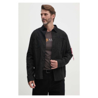 Bavlněná košile Alpha Industries černá barva, regular, s klasickým límcem