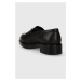 Kožené mokasíny Calvin Klein RUBBER SOLE LOAFER W/HW dámské, černá barva, na plochém podpatku, H