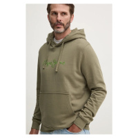 Bavlněná mikina Pepe Jeans NEW JOE HOODIE pánská, zelená barva, s kapucí, s aplikací, PM582716