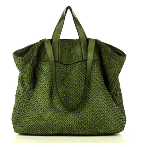 Dámská tkaná kabelka kožená shopper taška přes rameno Marco Mazzini handmade