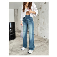 BİKELİFE Women's Pale Effect Vintage High Waist Wide Leg Jeans
