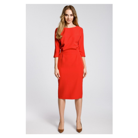Midi šaty s volným topem a tužkovou sukní M360 - RED Moe