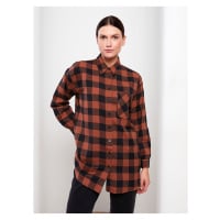 LC Waikiki Shirt Collar Plaid Long Sleeve Oversize Women's Tunic