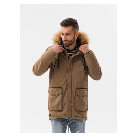 Světle hnědá pánská zimní bunda Ombre Clothing C512